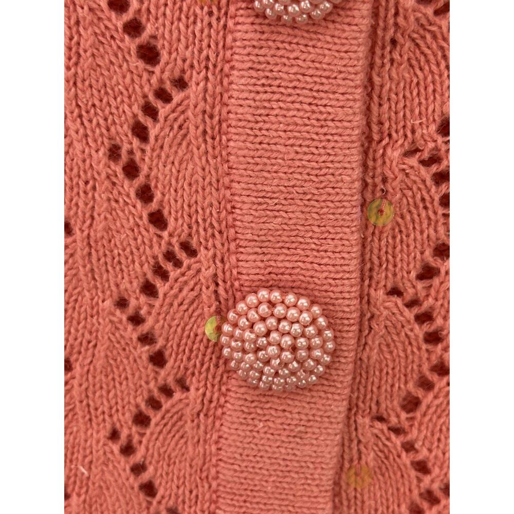 NWT Storybook Open Knit Vest 2X Beaded Sequins Grandma Core Button Front Crochet - Picture 11 of 14